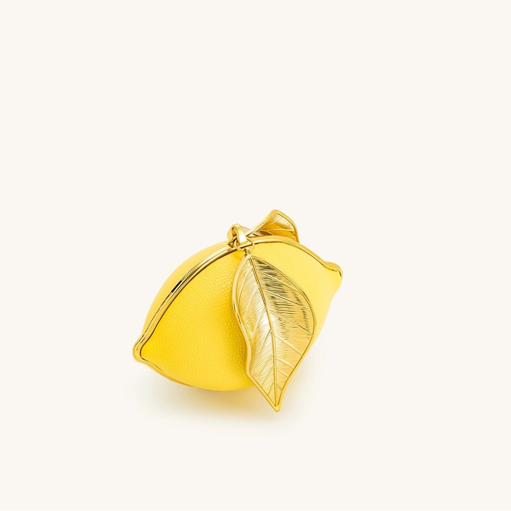 JW PEI Tori Vegan Leather Metal Structure Clutch - Lemon Yellow BRAND NEW